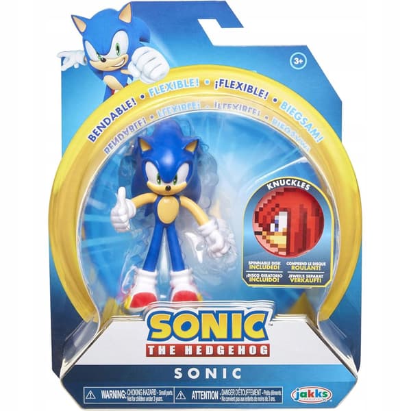 SONIC THE HEDGEHOG FLEXIBLE JAKKS PACIFIC SONIC FIGURE WITH KNUCKLES DISC