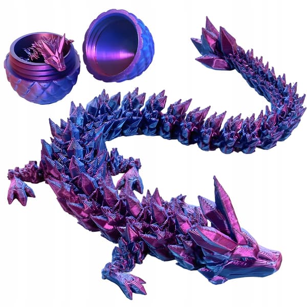 Mini Dragon Egg – blue and purple, 3D-printed, 30 cm
