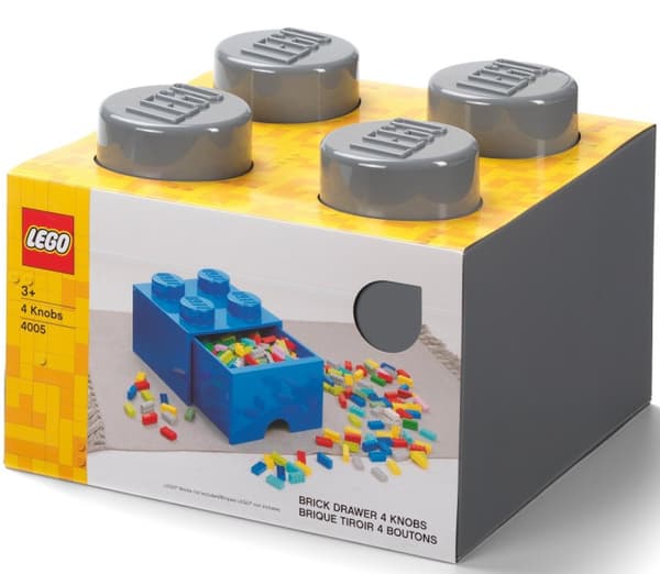 LEGO BRICK STORAGE DRAWER, 4-COMPARTMENT 2x2 BRICK, GRAPHITE, LARGE, DARK GREY