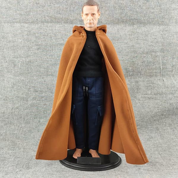 Miniature 1:6 scale hooded top – Cloak Long Cape Casual Solid Colour Coffee