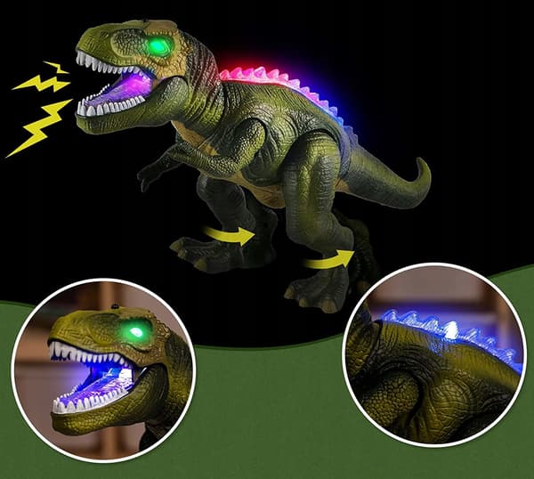 REMOTE-CONTROLLED INTERACTIVE DINOSAUR R/C LED ROBOT – WALKS AND ROARS WHEN CONTROLLED BY REMOTE CONTROL