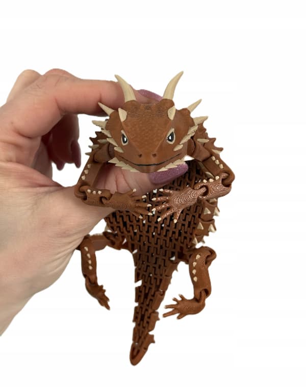 Horned Lizard 3D segmented figurine, fully articulated, realistic reptile
