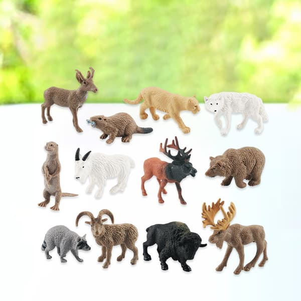 12x Realistic Animal Figurines – Grizzly Pronghorn Miniature Range