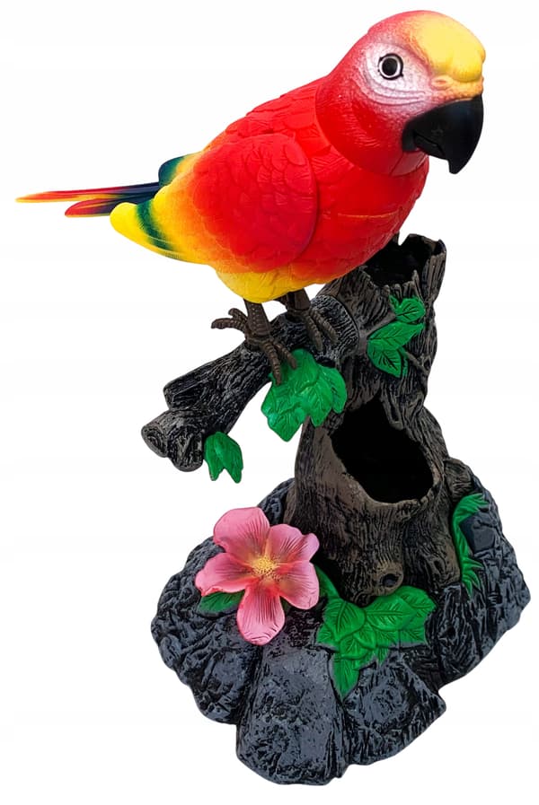 A chirping, moving little bird. An interactive bird. A budgie. With sound