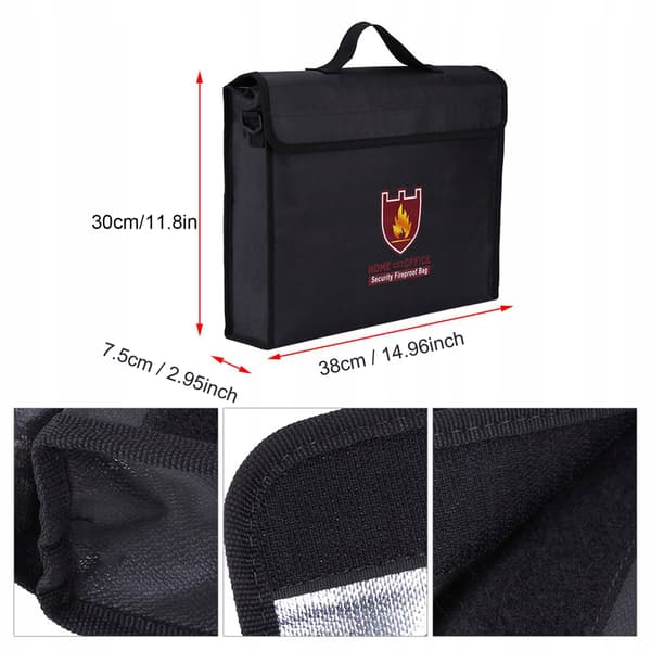 Double-sided fire-resistant document and cash bag for BK LiPo batteries