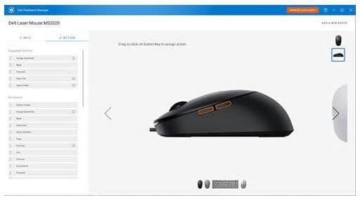 Dell MS3220 office mouse for right-handed users, laser, 3200 DPI, wired, USB, black