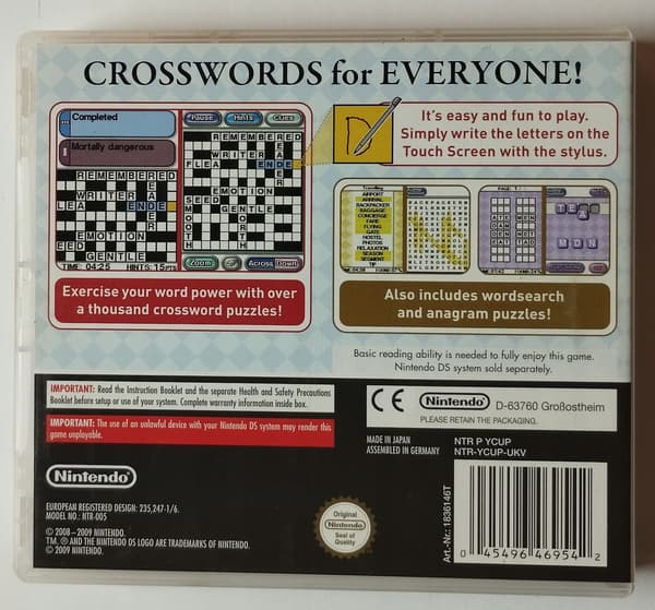 Cossword Collection game for the Nintendo DS