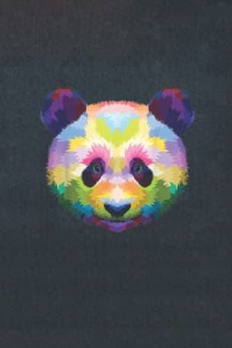 6"x9" Notebook and 120 Lined Sheets: Cute Panda’s Head – Colourful Artistic G