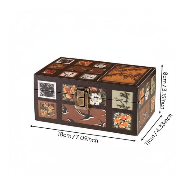 Retro Plaid B wooden storage box