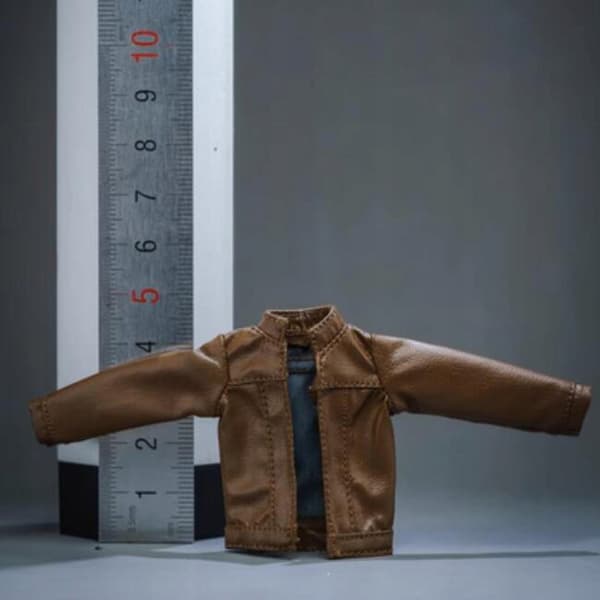 Mini Faux Leather Biker Shacket, Open Front, Long Sleeve, coffee