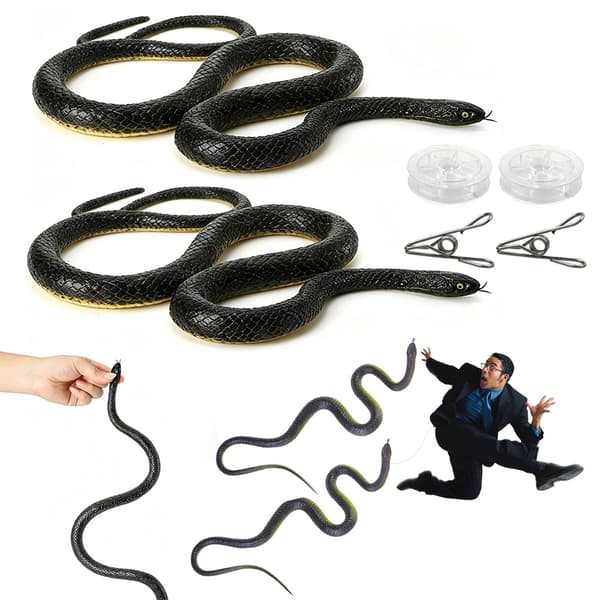 MOVABLE REALISTIC SNAKE FIGURINES, 112 CM, FOR PRANKS – 2-PACK, PLASTIC