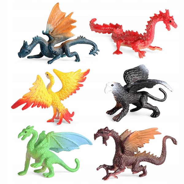 Set of 6: Simulation Plastic Dinosaur Model Action Figure Dinosaur Statues