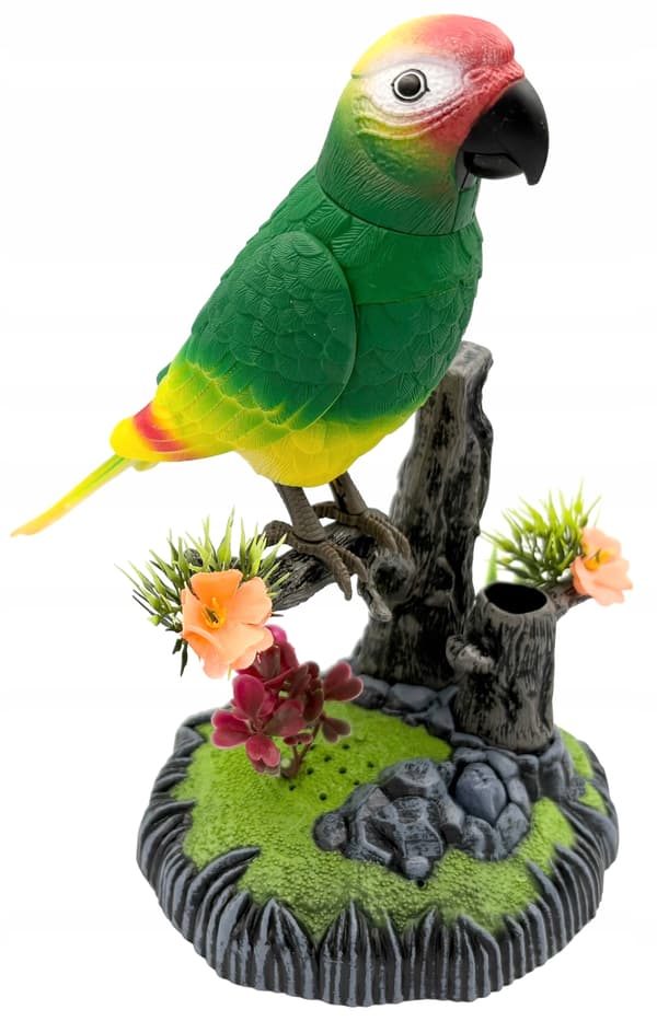 Singing parrot, interactive battery-operated parrot, interactive bird.