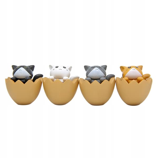 4 REALISTIC CAT FIGURINES, MINI PVC DECORATIONS