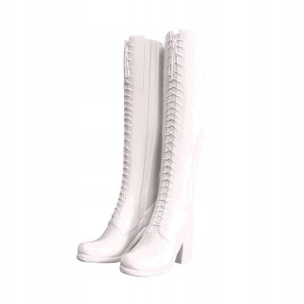 1/6 Scale Women’s Knee-High Boots, Doll Boots, Retro Boots, White Open-Toe Boots