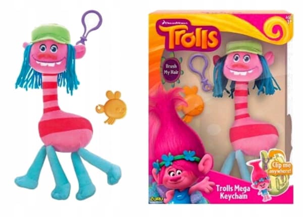 Large plush keyring with a Troll figurine pendant
