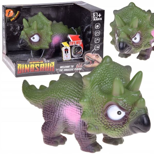 Interactive rubber Triceratops dinosaur figurine with sound – it ROARS