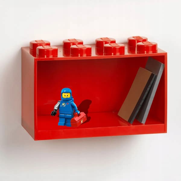 LEGO - Brick-Shaped Shelf with Eight Studs - Red