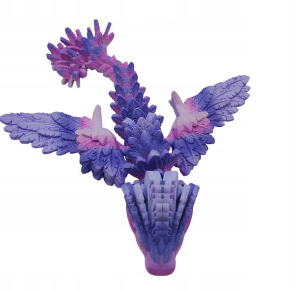 Movable crystal dragon with wings – 3D-printed figurine