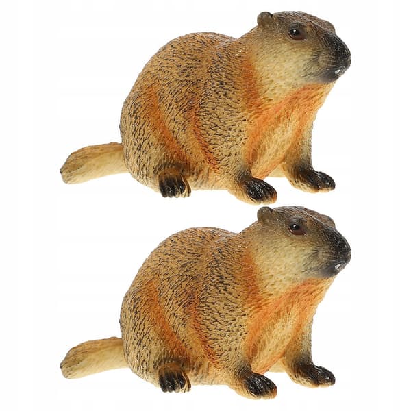 2 REALISTIC MARMOT FIGURINES – DECORATION