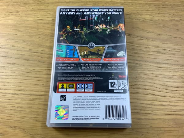 STAR WARS BATTLEFRONT: RENEGADE SQUADRON – PSP game disc, very good+ condition, complete set