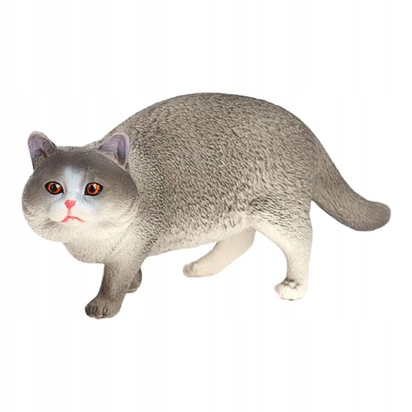 GREY CAT FIGURINE – REALISTIC TABLE DECORATION