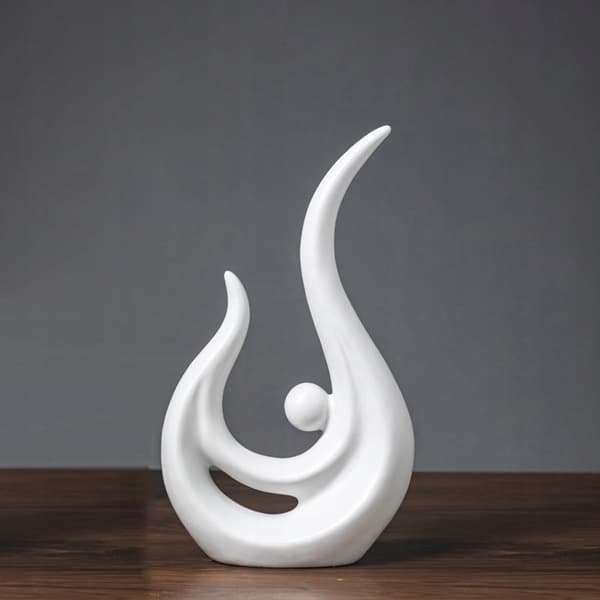 Modern ceramic statue: Sculpture, Table Centrepiece, White Figurine, 25cm x 14cm