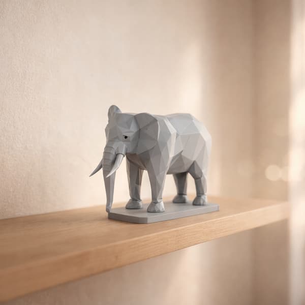 LOW-POLY GEOMETRIC ELEPHANT FIGURINE FOR DECORATION – MANY COLOURS