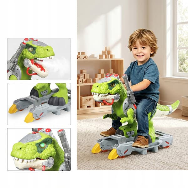 A LARGE INTERACTIVE T-REX DINOSAUR THAT BLOWS OUT STEAM, WALKS, ROARS AND GLOWS