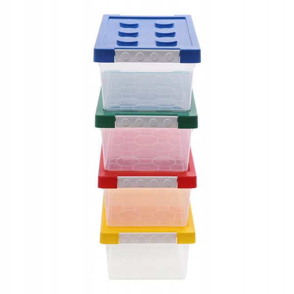 4 × 9L CHILDREN’S BLOCK STORAGE CONTAINERS × 4 × STACKABLE TOY ORGANISER