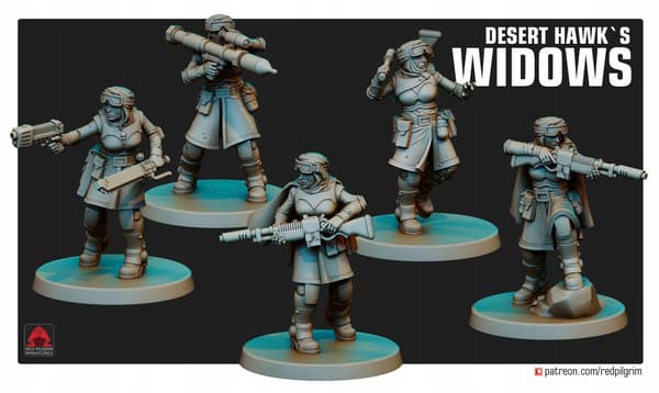 Desert Hawks Widows x5 Red Pilgrim Miniatures 28 m