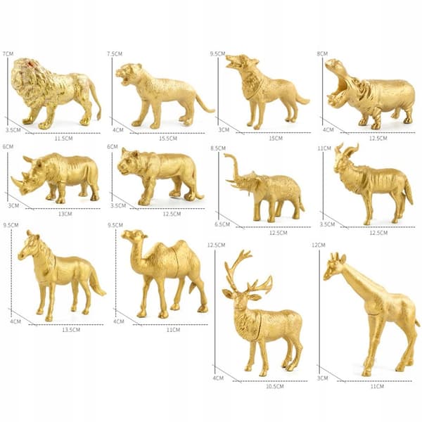 Zoo Animal Figures Simulation Model Figurines: Deer, Lion, Giraffe (8-piece set)