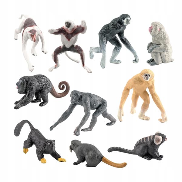 10 Plastic Mini Orangutan Monkey Figurines – ‘Tiny Jungle’ Party Favours