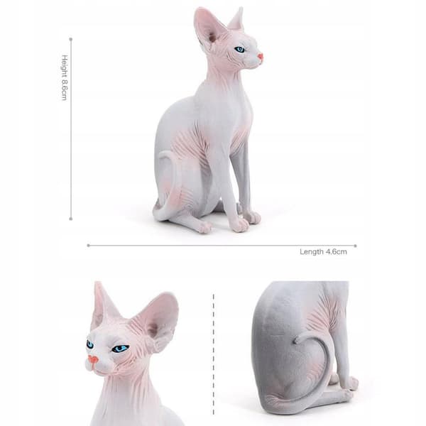 Sturdy plastic action figures: Sphynx Cat, Hairless Cat, Miniature, right-facing