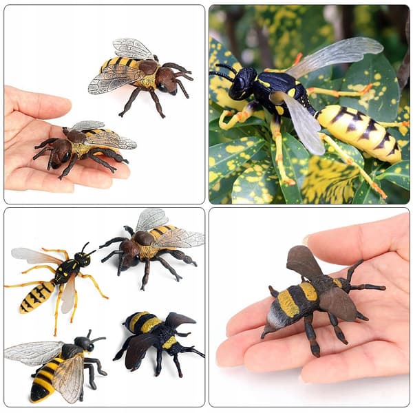 4 PLASTIC BEE FIGURINES – NATURAL BEAUTY AND LEARNING