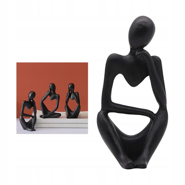 Abstract sculpture of a thinker Creative resin figurine Characters Black Left