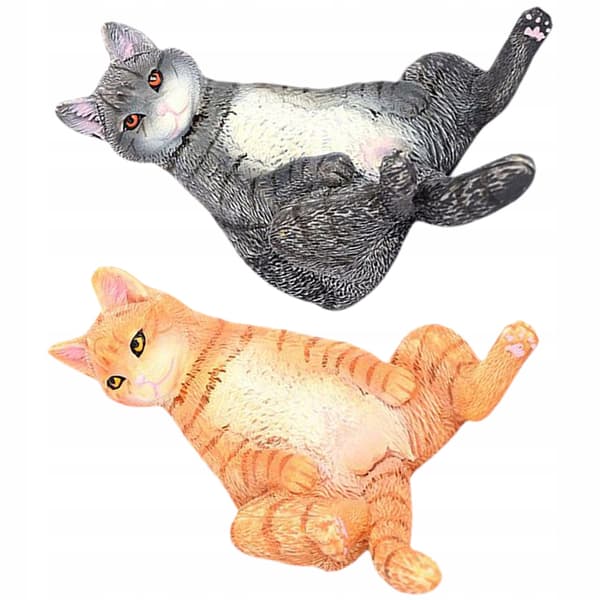 2 COLOURFUL CAT FIGURINES FOR INTERIOR DECORATION