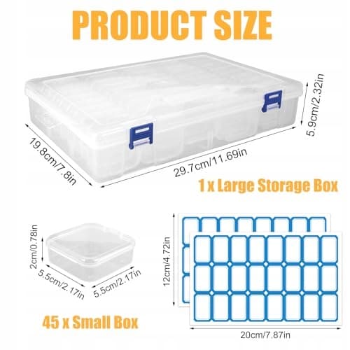 SORTING BOXES, 45 PIECES, TRANSPARENT WITH LID, SMALL ORGANISERS