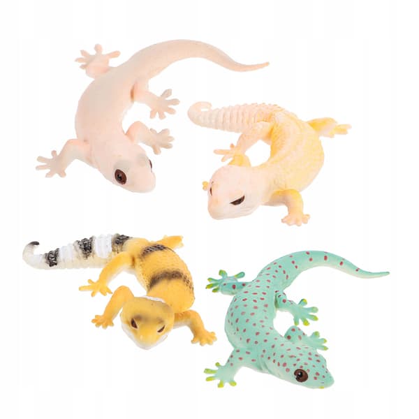 4 REALISTIC PLASTIC GECKO FIGURINES FOR LEARNING AND PLAY