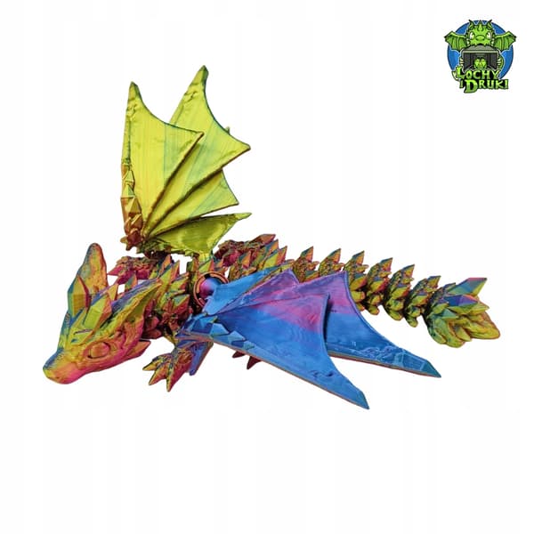 Crystal Winged Dragon – Movable, Articulated, 3D – Dungeons and Rainbow Prints
