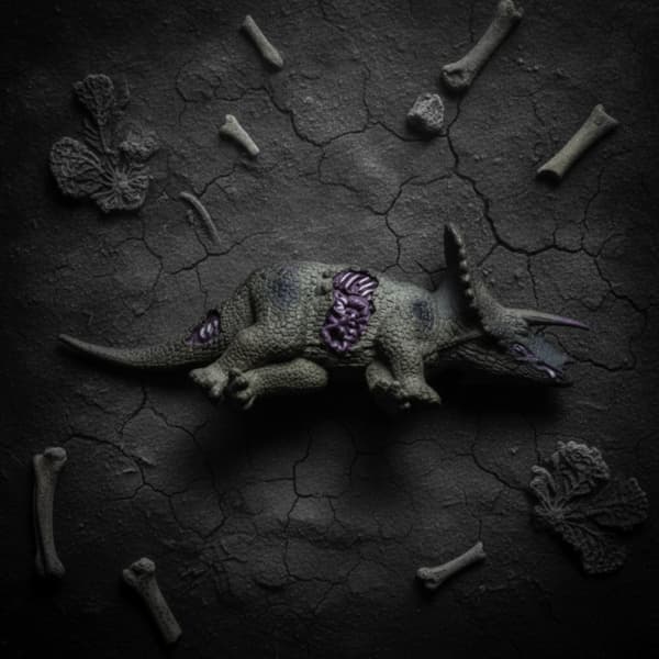 Dinosaur Skeleton Model: A realistic, weathered model of a Stegosaurus skeleton