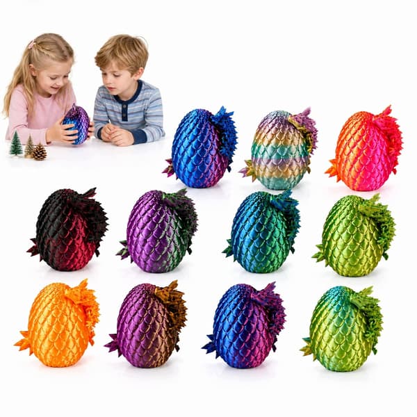 12-piece set: MOVING DRAGON, DRAGON EGG, 3D FIGURE, STRESS-RELIEF TOY