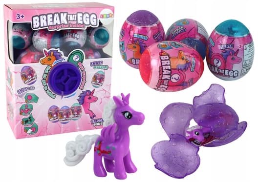 Crackable Glitter Unicorn Egg – Colourful Shell Set, 12 pieces