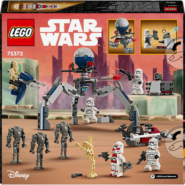 LEGO Star Wars 75372 Battle Set featuring a Clone Trooper and a Battle Droid
