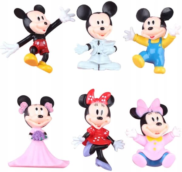 Set of 6 Mickey Mouse and Minnie Mouse figurines