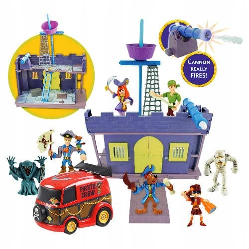 SCOOBY DOO PIRATE FORT + 7 FIGURES + CAR