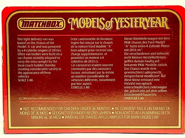 MATCHBOX-MOY No. Y22 1930 FORD MODEL A (B3)
