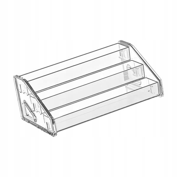 Display stand with transparent acrylic storage shelf – Multi Riser Organiser Stand, 3-tier
