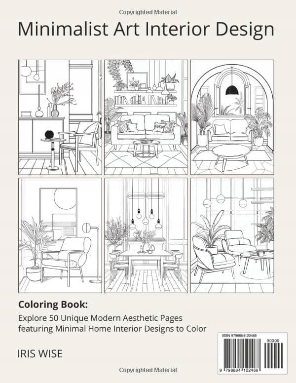 Wise, Iris: Minimalist Art Interior Colouring Book for Adults: 50 Modern Aest