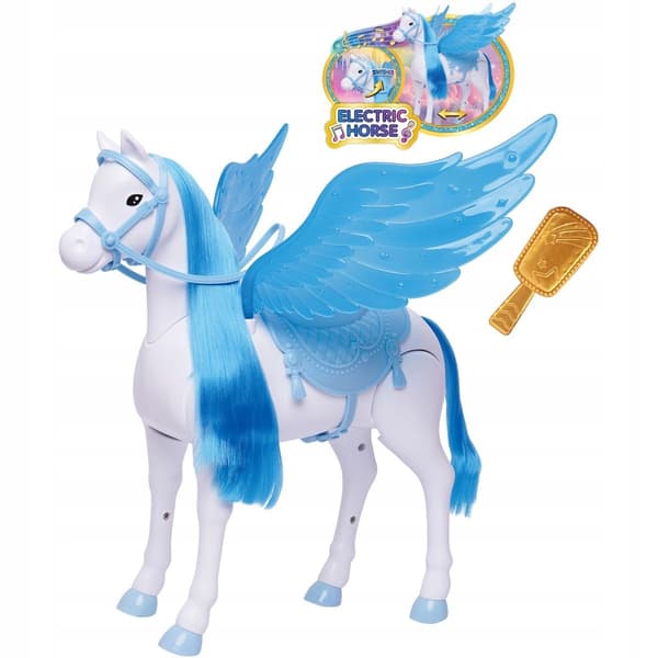 Interactive blue rocking horse with sound effects
